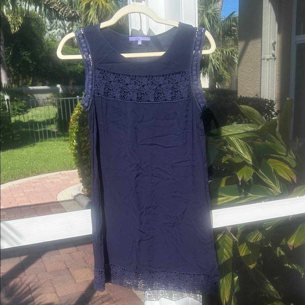 Lulu's sz XS Navy Blue Sleeveless Lightweight Sheath Dress EUC